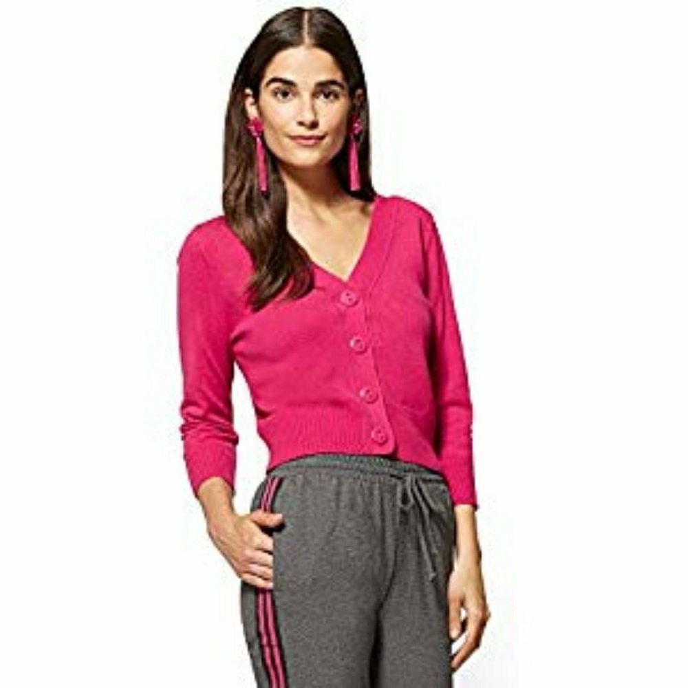 NY & Co V-Neck Cropped Cardigan